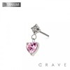 IMPLANT GRADE TITANIUM THREADLESS PUSH IN STARBURST CZ HEART DANGLE TOP PART